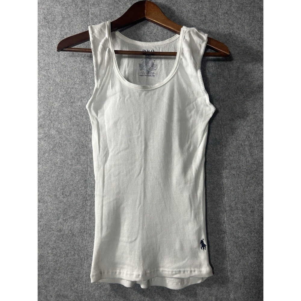Polo Ralph Lauren Tank Top Mens MED White Ribbed Cotton Undershirt Logo Pony